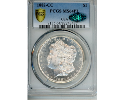 PMJ Coins & Collectibles, Inc. 1882 CC $1 PCGS MS 64 PL CAC