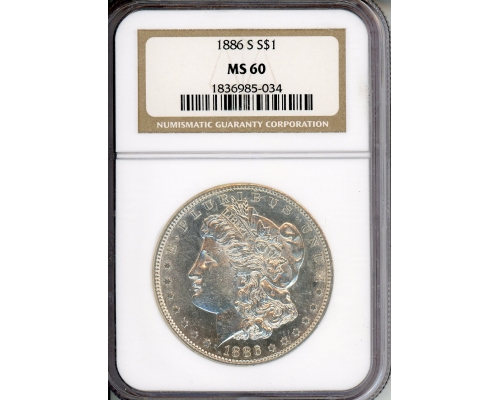 PMJ Coins & Collectibles, Inc. 1886 S $1 NGC MS 60