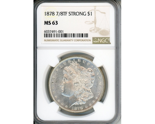 PMJ Coins & Collectibles, Inc. 1878 7/8TF $1 Strong PCGS MS 63
