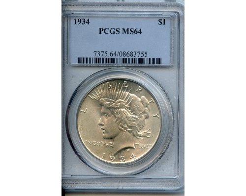 PMJ Coins & Collectibles, Inc. 1934  $1  PCGS  MS64  Peace Dollar