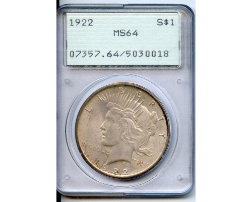 PMJ Coins & Collectibles, Inc. 1922  $1  PCGS  MS64  Peace Dollar